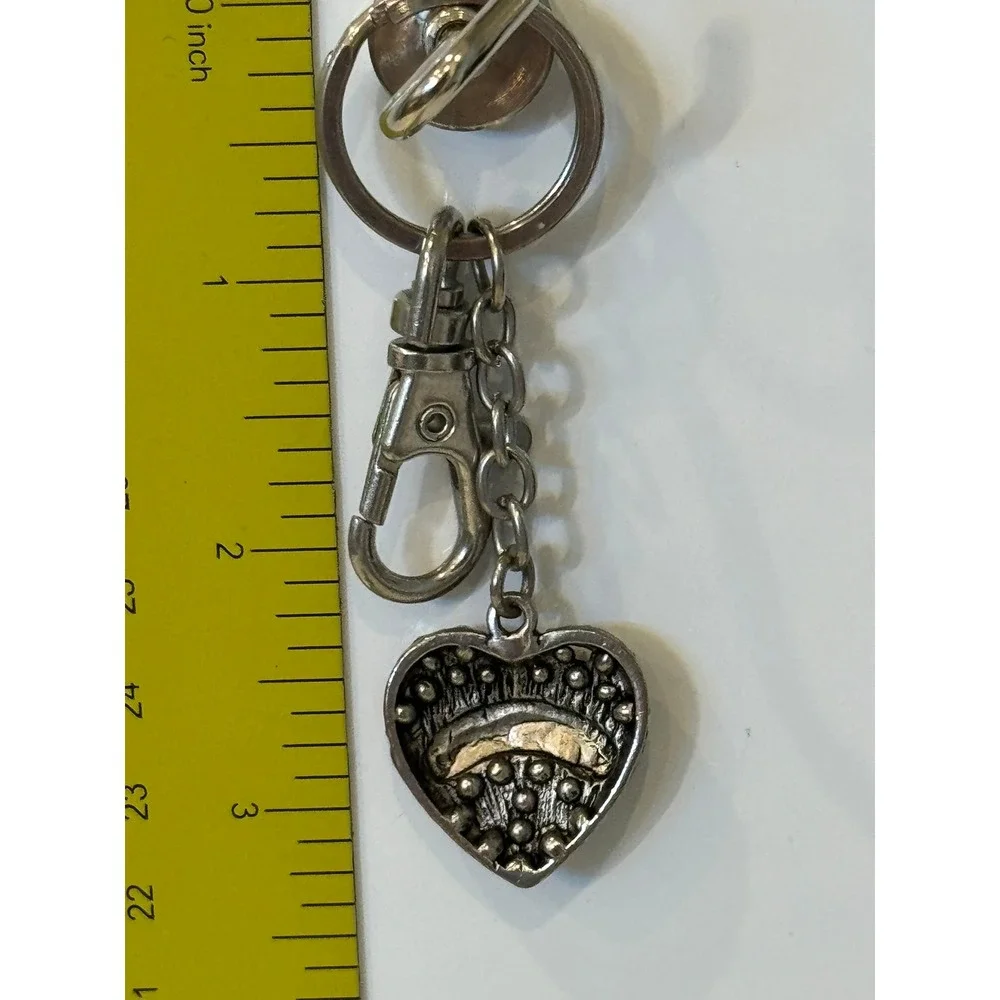 Silver Tone Rhinestone Dance Heart Keychain Swivel Lobster Clasp Bag Charm
